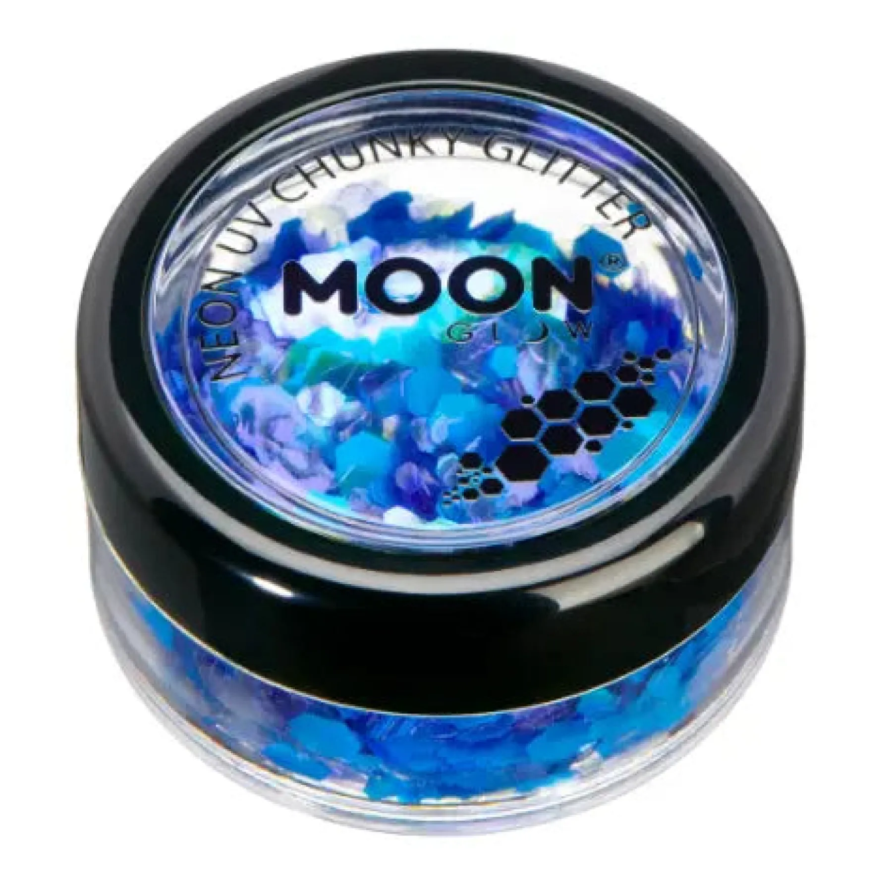 New Moon Glitter Neon UV Chunky Glitter Blue Glitzer