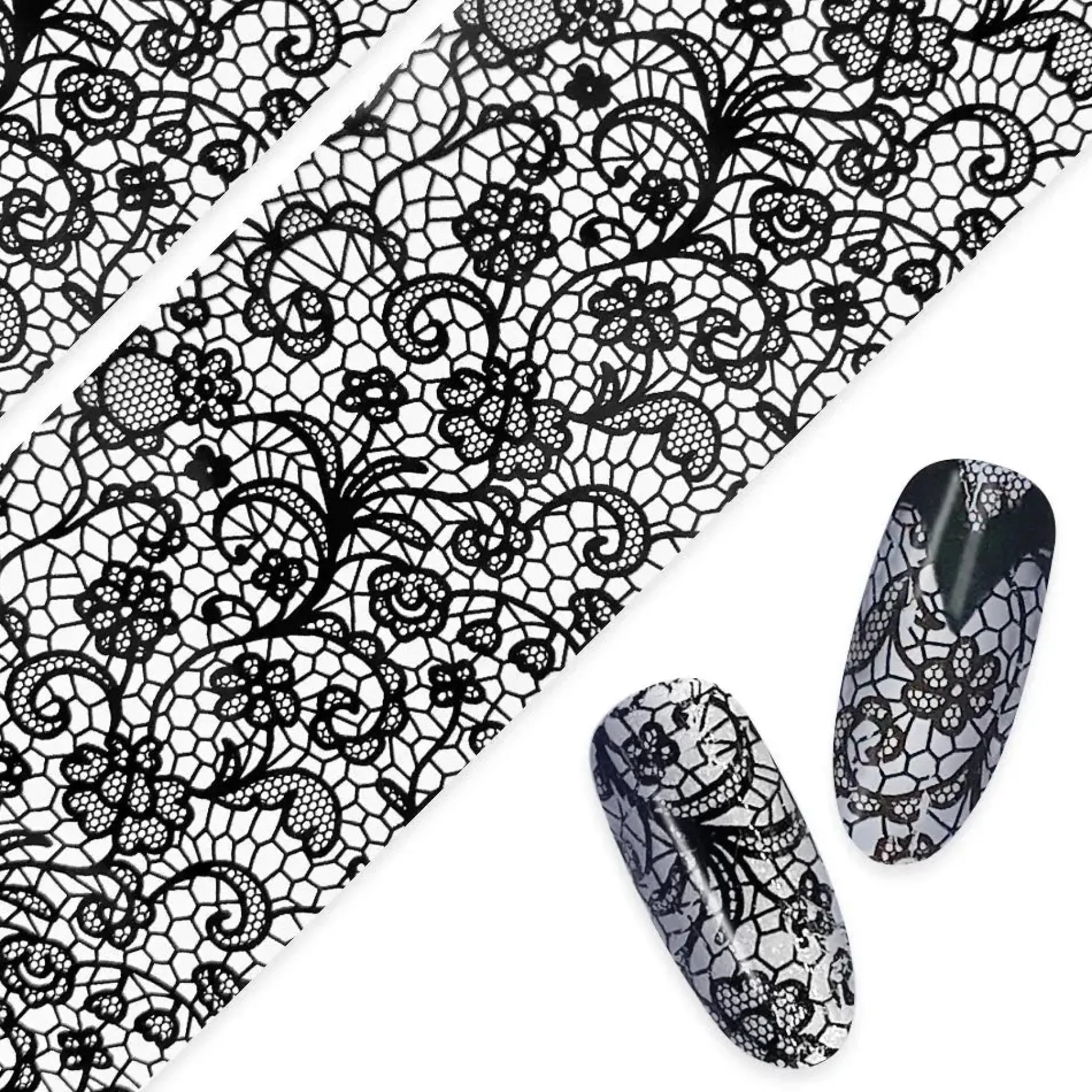 Clearance Nail Art Foil Paper Ornate Lace Black Nagelkunst