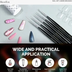 Best Nail Art Liner Brushes Black 5Pcs Nagelpinsel|Veganer Nagellack