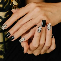 New Nail Strips Leopard Black 3. Nail Wraps