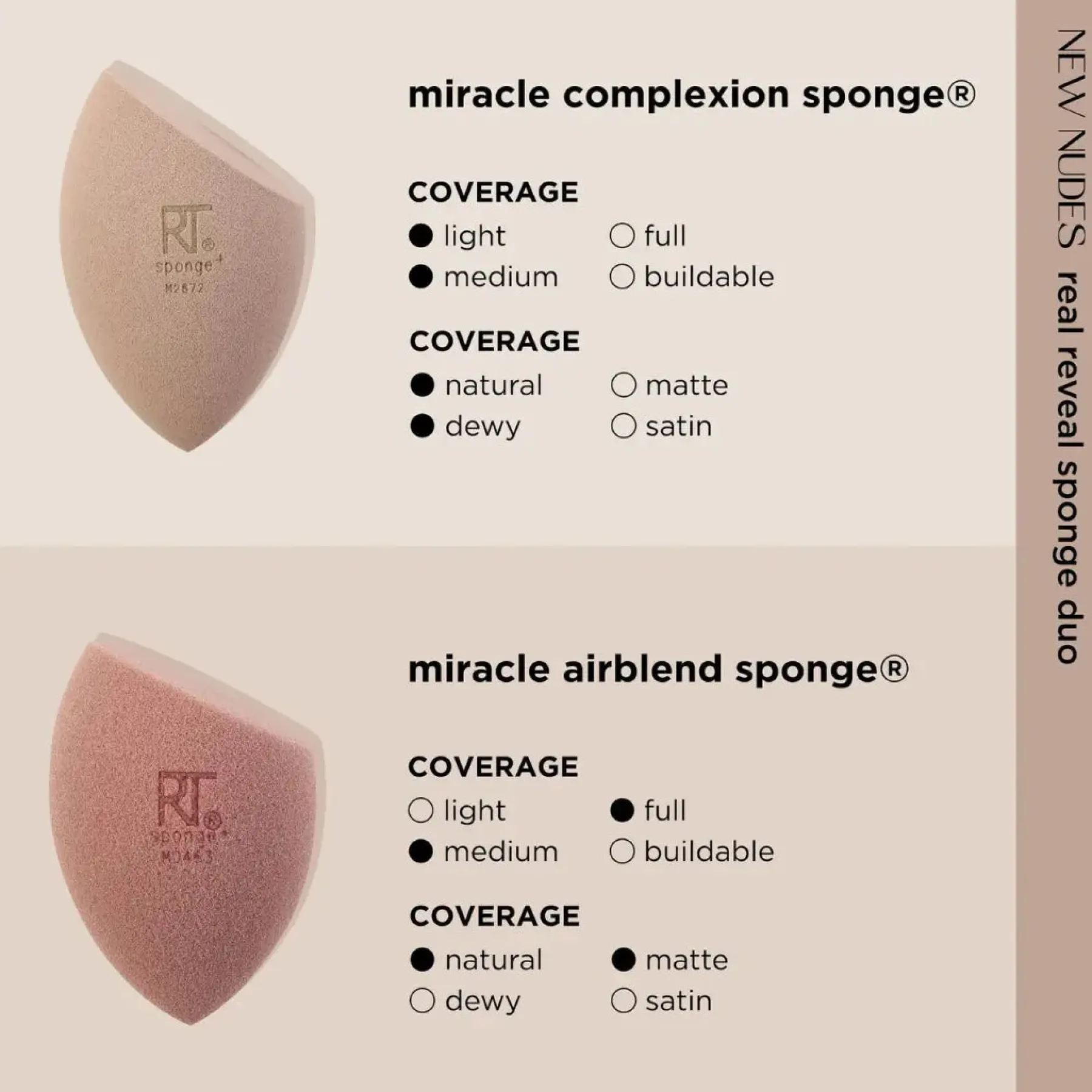 Best New Nudes Real Reveal Sponge Duo Tön Mehr|Make-Up Schwämme