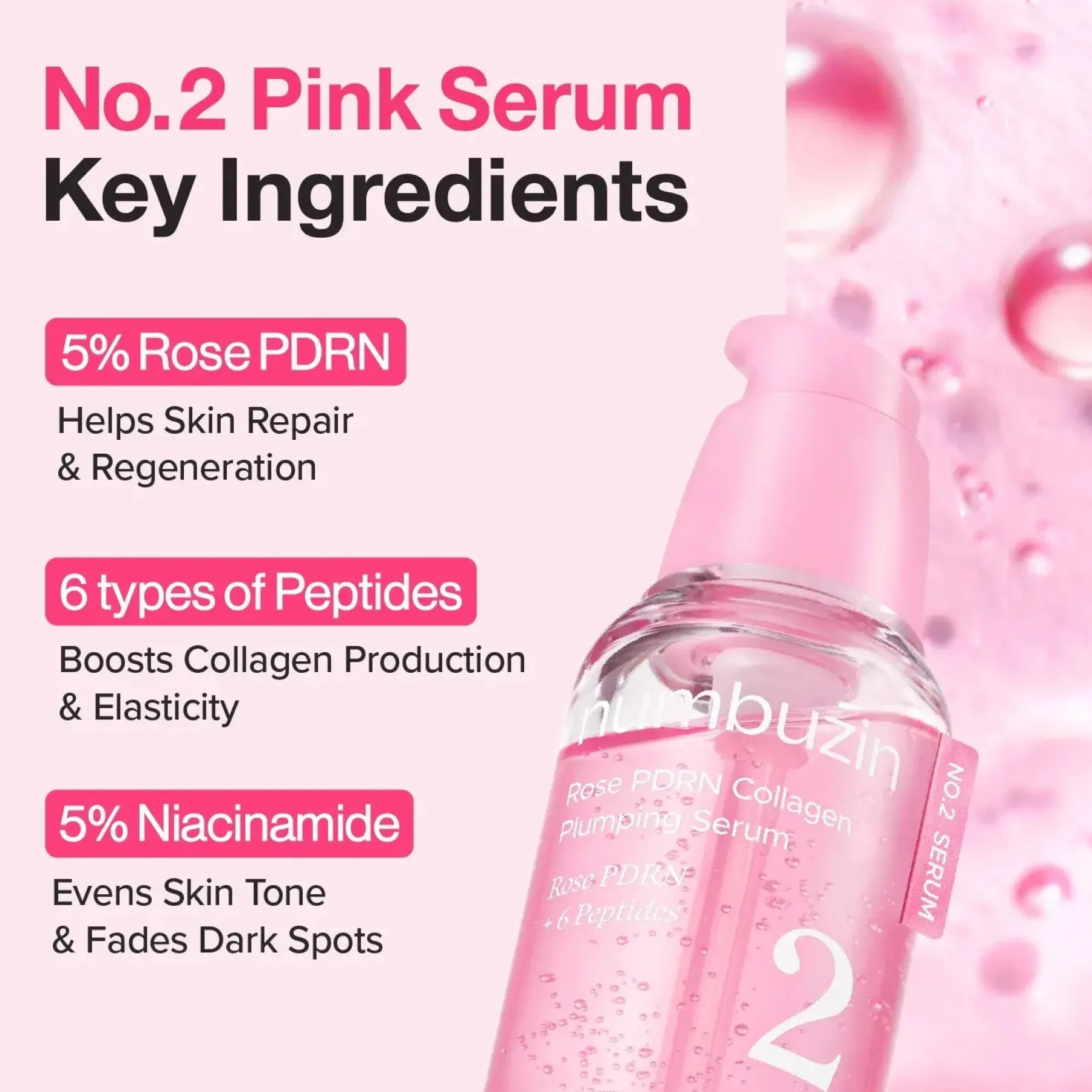 Clearance No.2 Rose PDRN Collagen Plumping Serum Vegan Pflege|Problemlösende Seren