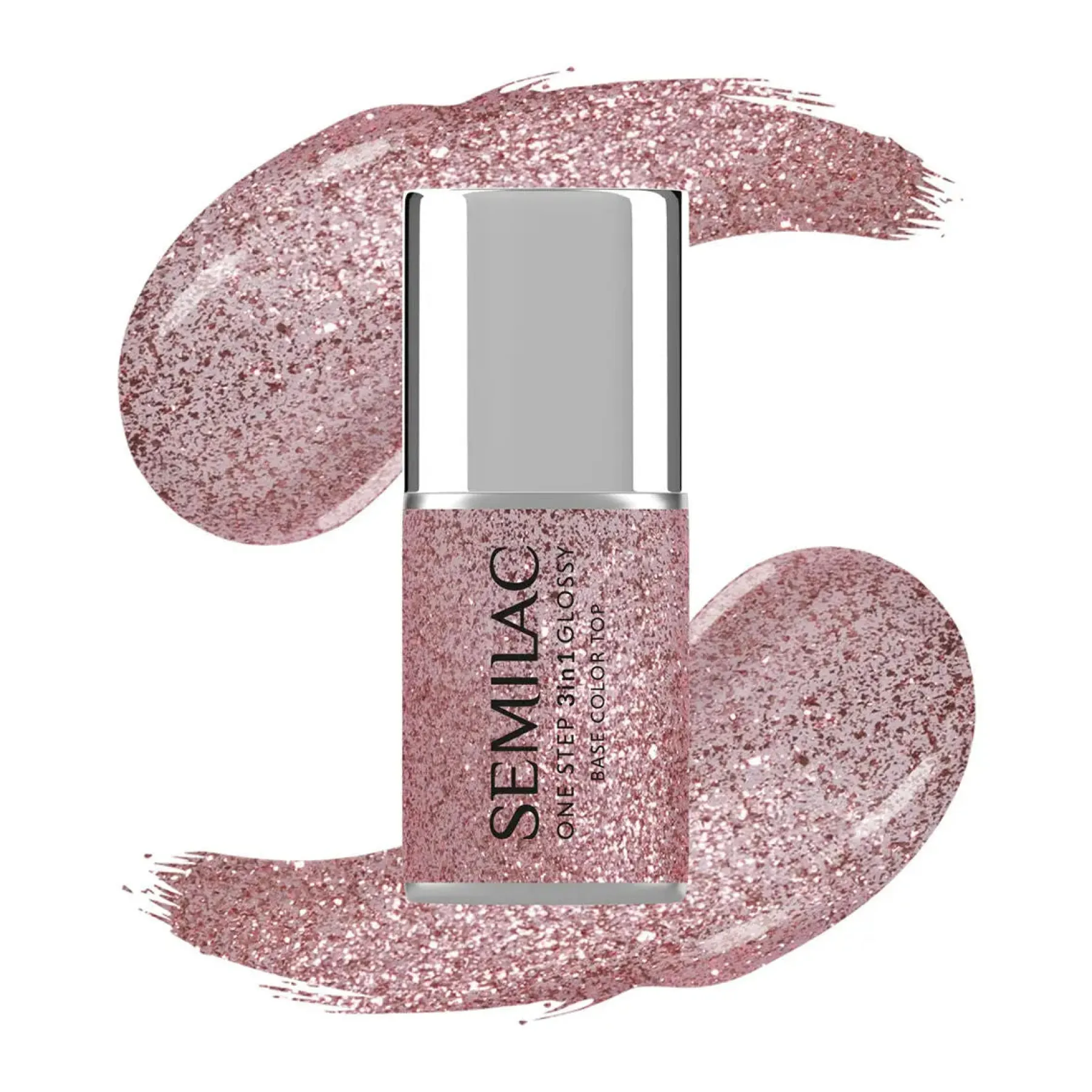 One Step 3in1 Glossy S250 Glitter Pink Veganer Nagellack|Hema-Frei