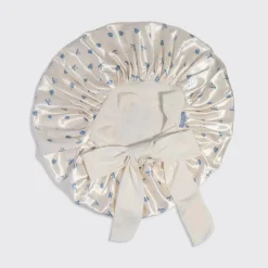 Outlet Oversized Satin Bonnet Pearlized Cream & Coastal Blue Curly & Coily Accessories|Hair Growth