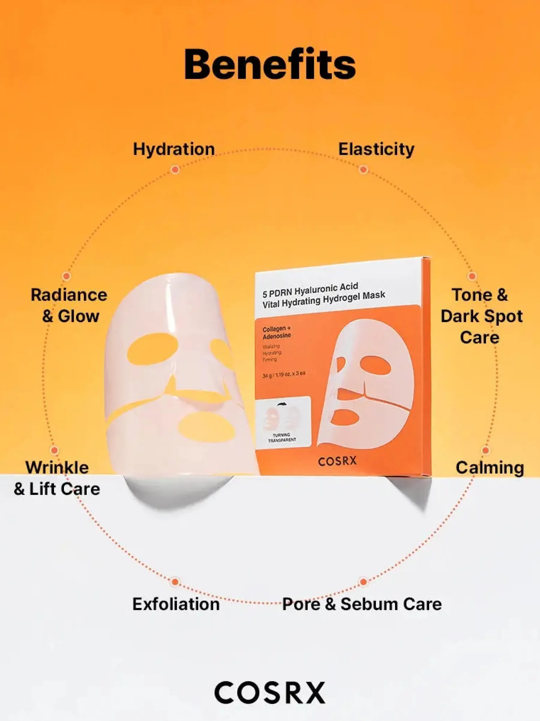 Outlet 5 PDRN Hyaluronic Acid Vital Hydrating Hydrogel Mask 3-Pack Korean Skincare Routine|Gesichtsmasken
