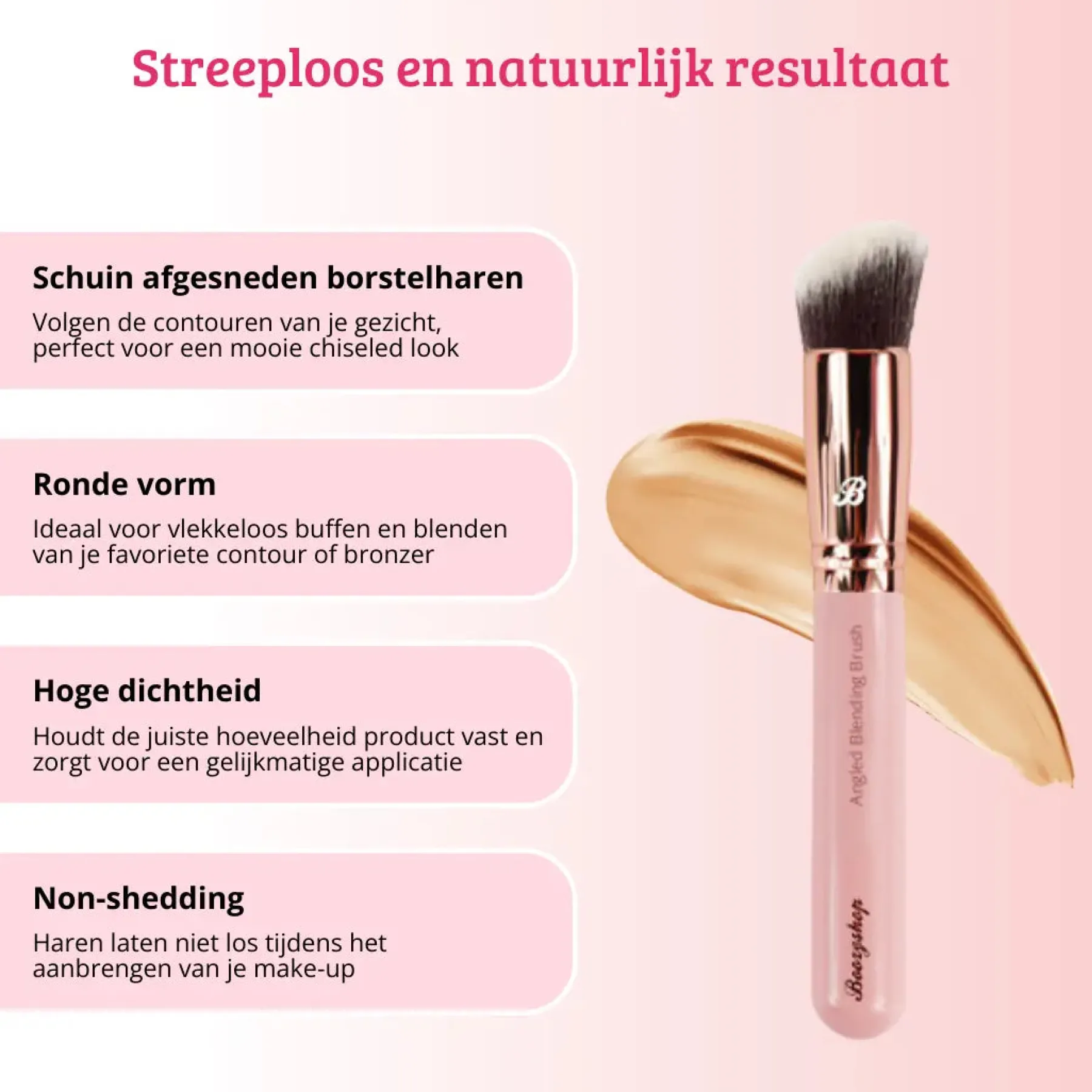 Pink & Rose Gold Angled Blending Brush Tön Mehr|Rouge Pinsel