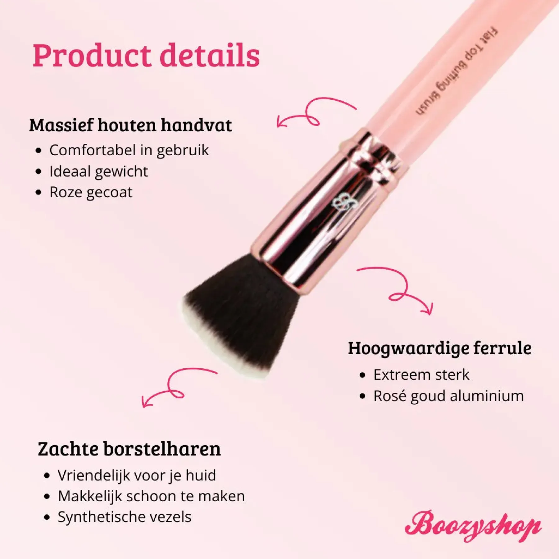 Clearance Pink & Rose Gold Flat Top Buffing Brush Foundation|Tön Mehr