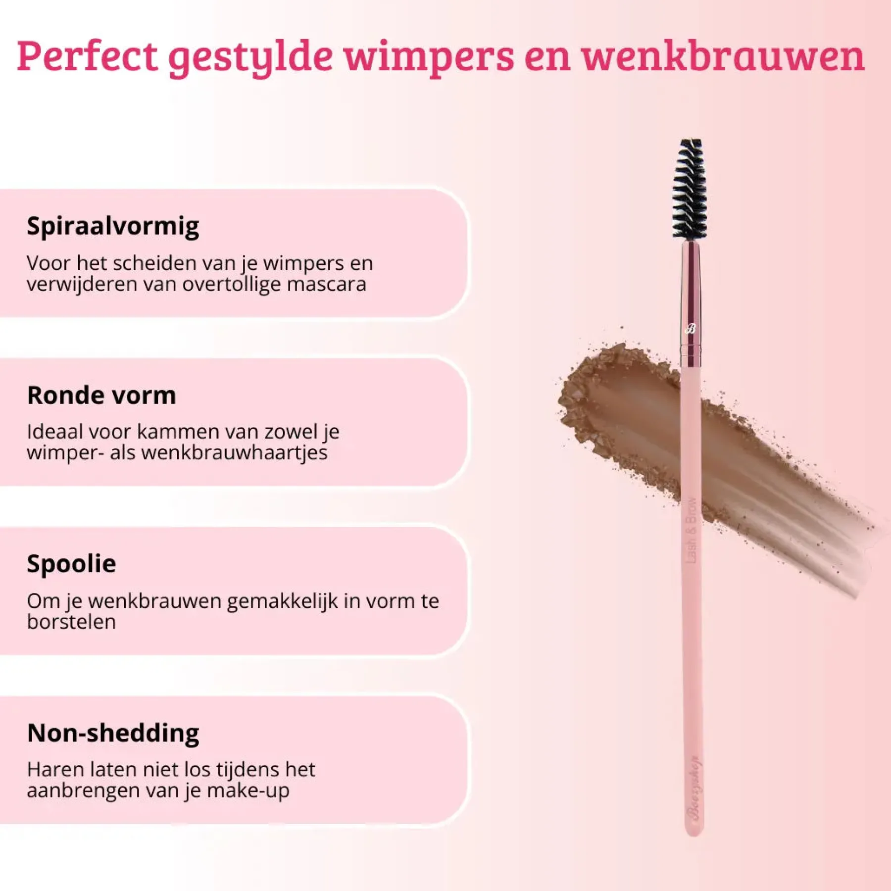 Hot Pink & Rose Gold Lash & Brow Brush Tön Mehr