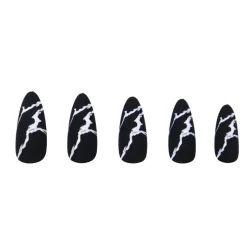 Clearance Press On French Nails Black Marble Künstliche Nägel
