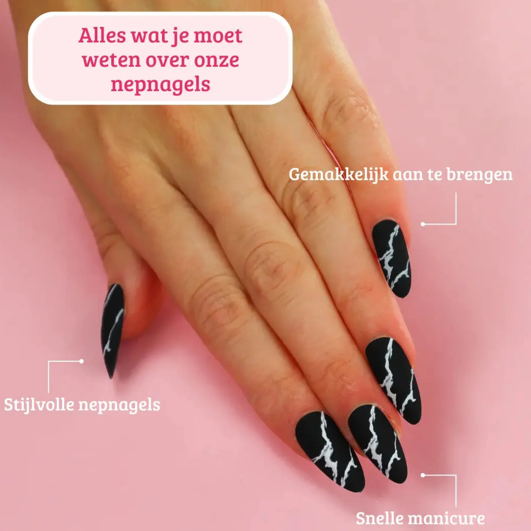 Clearance Press On French Nails Black Marble Künstliche Nägel