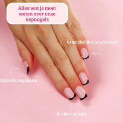 Best Press On French Nails Black / Pink Künstliche Nägel