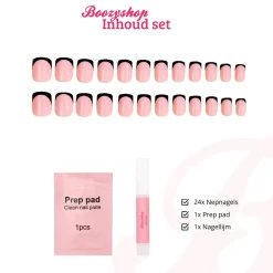 Best Press On French Nails Black / Pink Künstliche Nägel