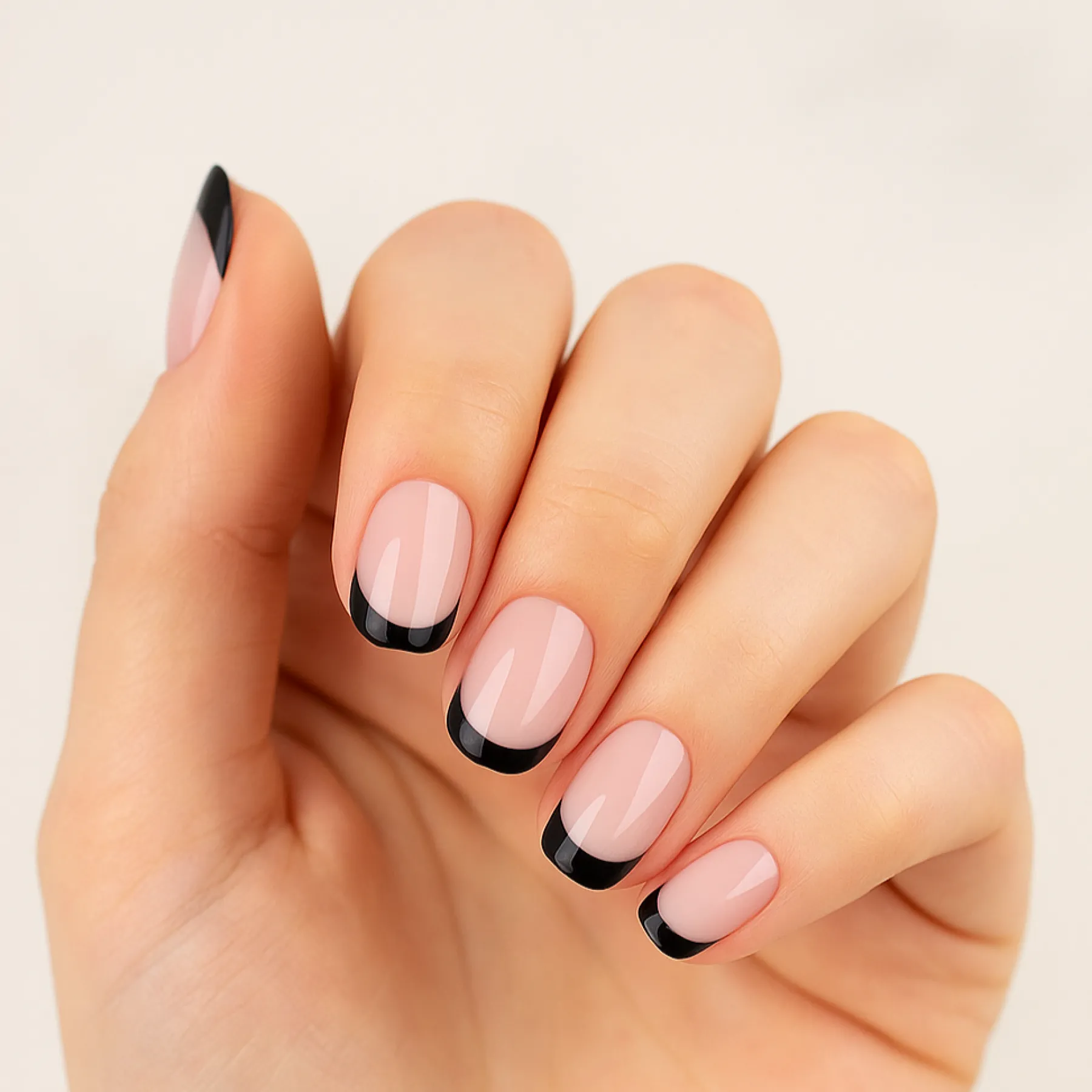 Best Press On French Nails Black / Pink Künstliche Nägel