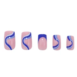 Press On French Nails Blue Waves Künstliche Nägel