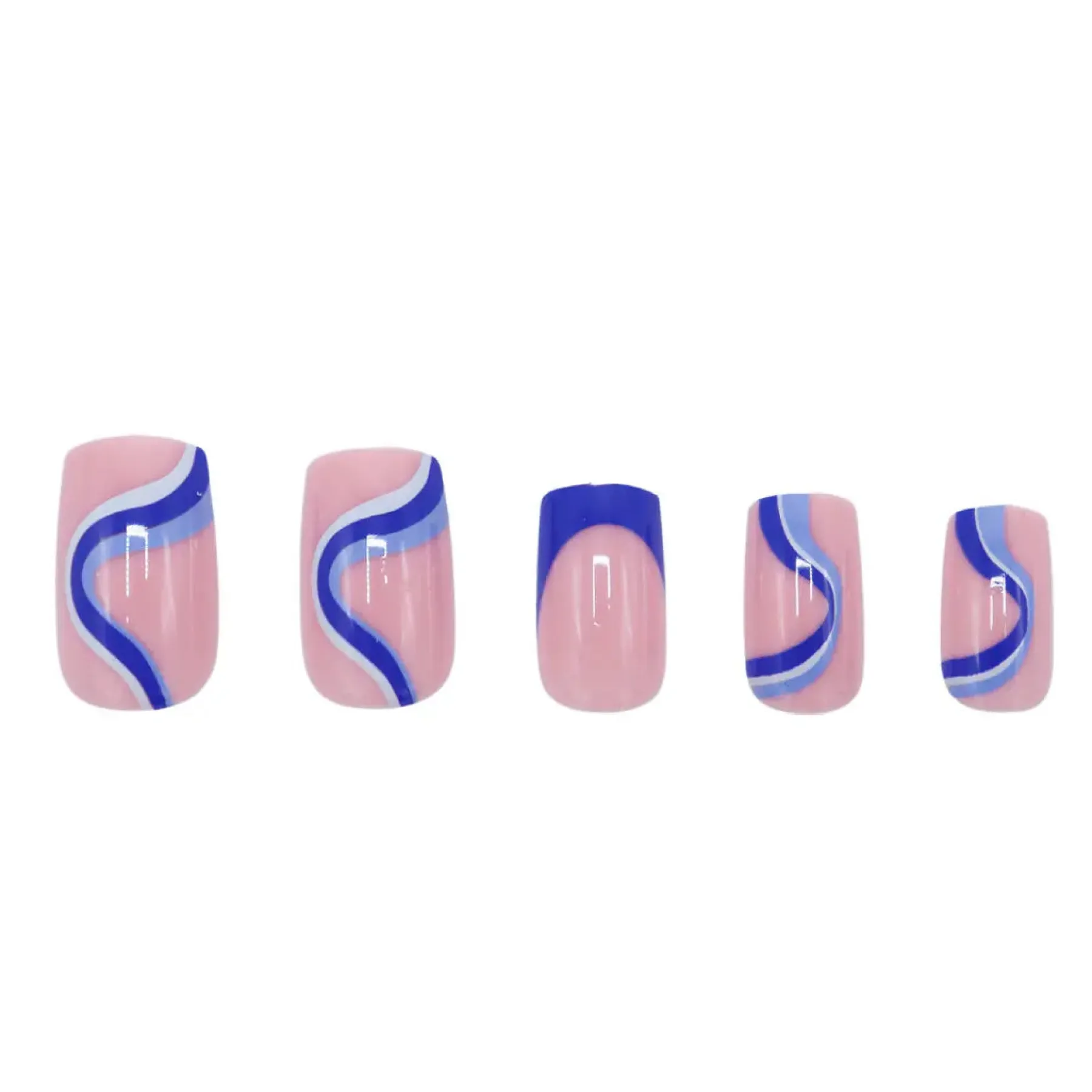 Press On French Nails Blue Waves Künstliche Nägel