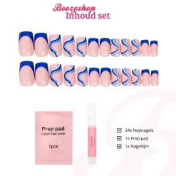 Press On French Nails Blue Waves Künstliche Nägel