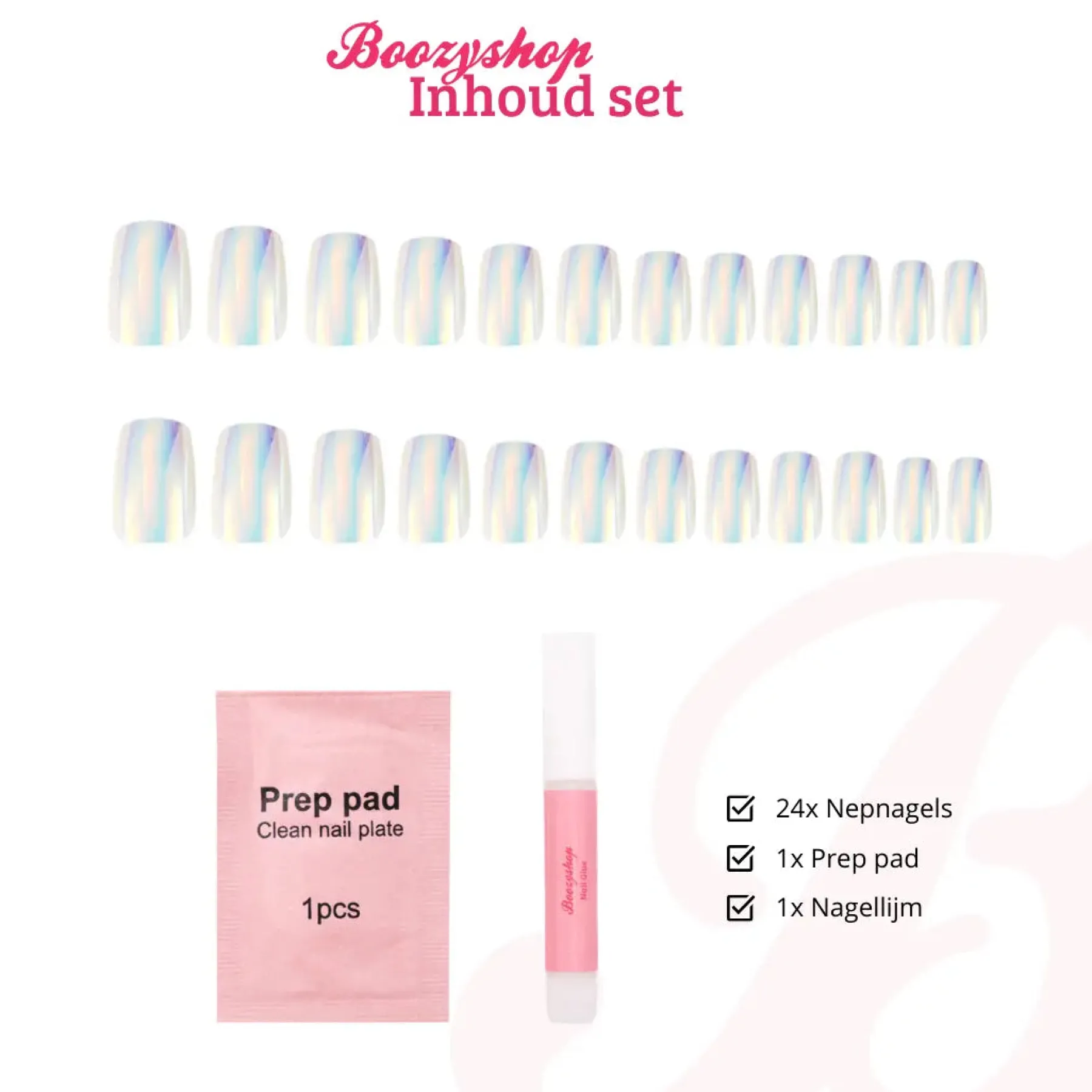 Clearance Press On French Nails Metallic Pearlescent Künstliche Nägel