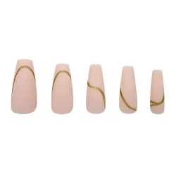 Discount Press On French Nails Nude Goldstrike Künstliche Nägel