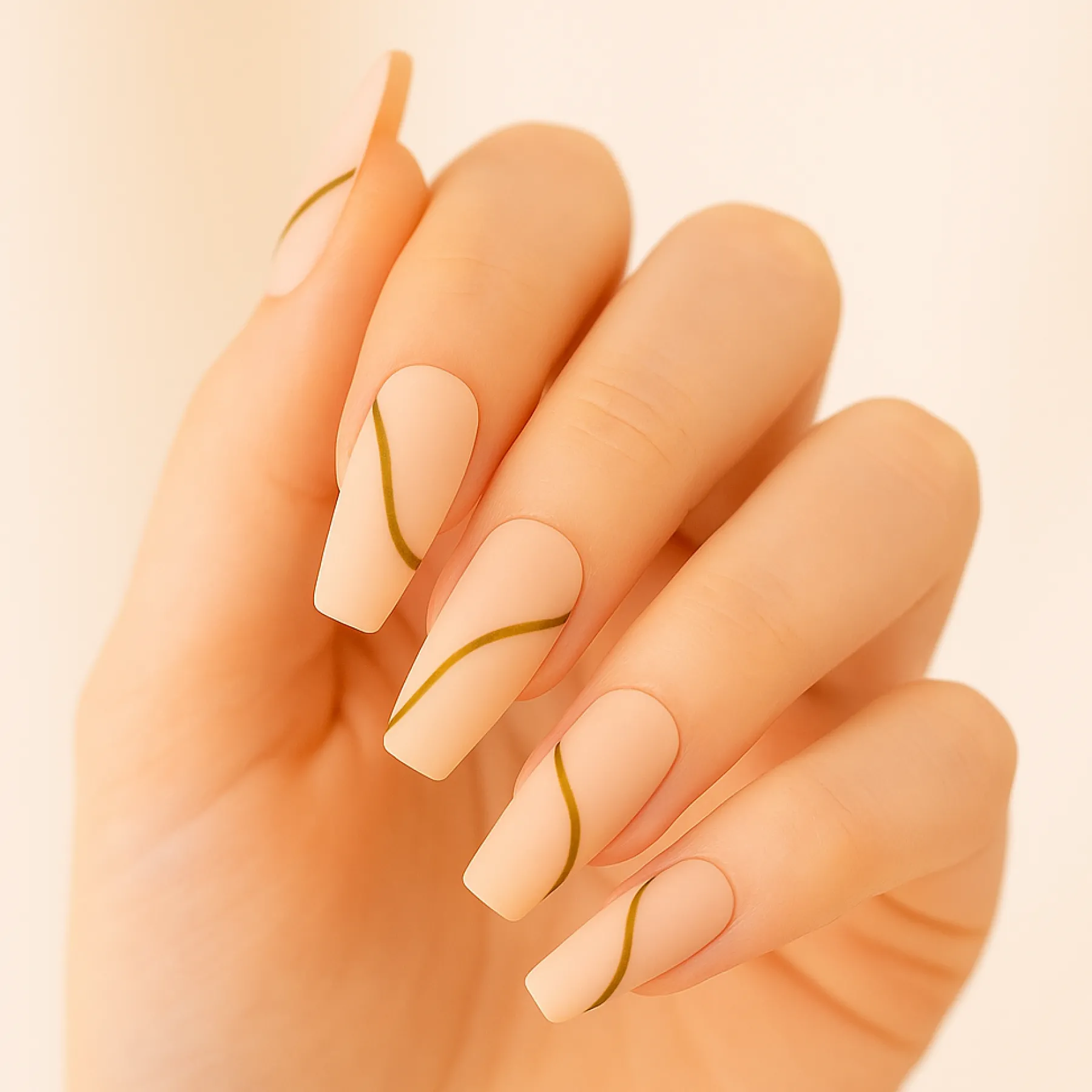 Discount Press On French Nails Nude Goldstrike Künstliche Nägel