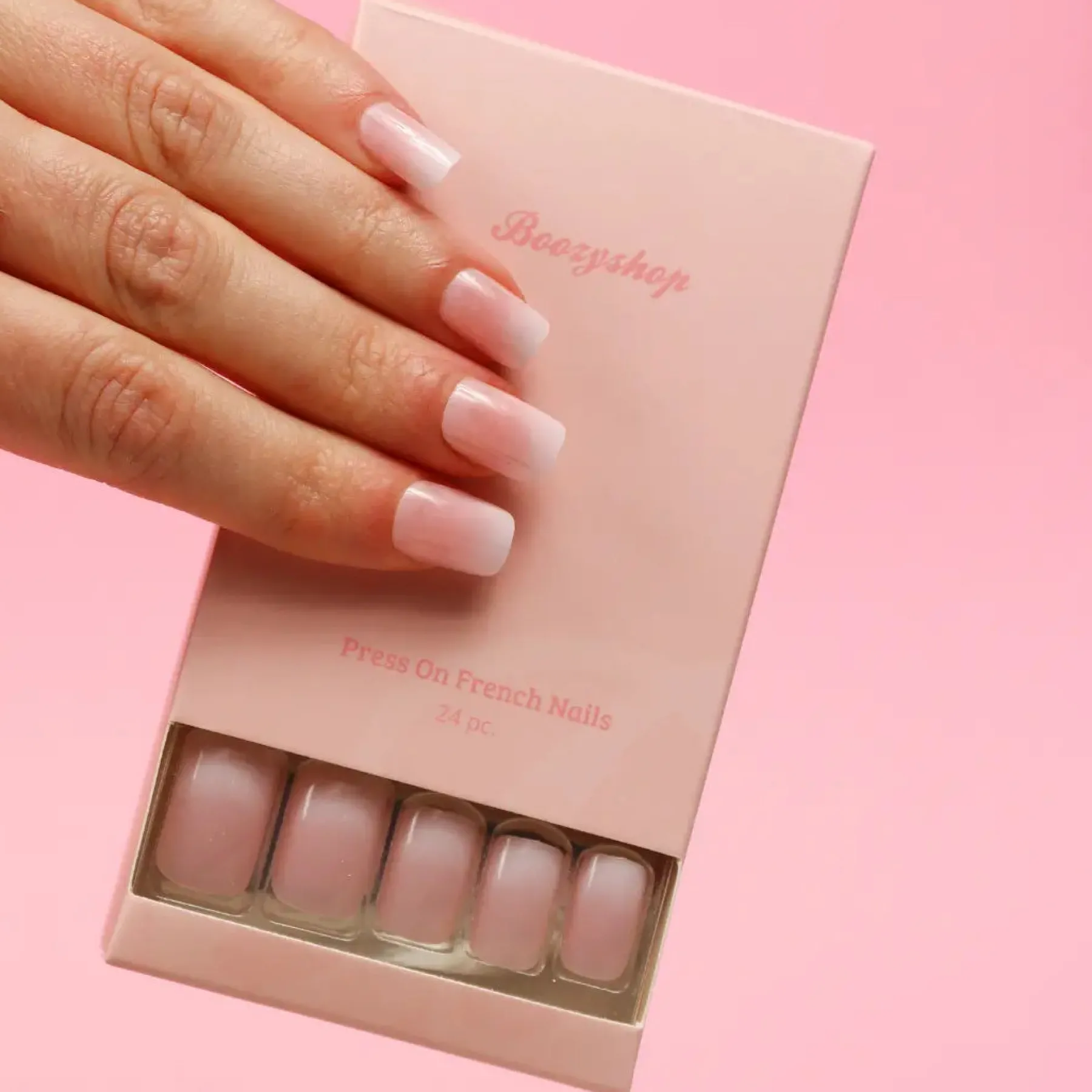 Discount Press On French Nails Ombre Soft Pink Künstliche Nägel