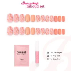 Clearance Press On French Nails Orange Waves Künstliche Nägel