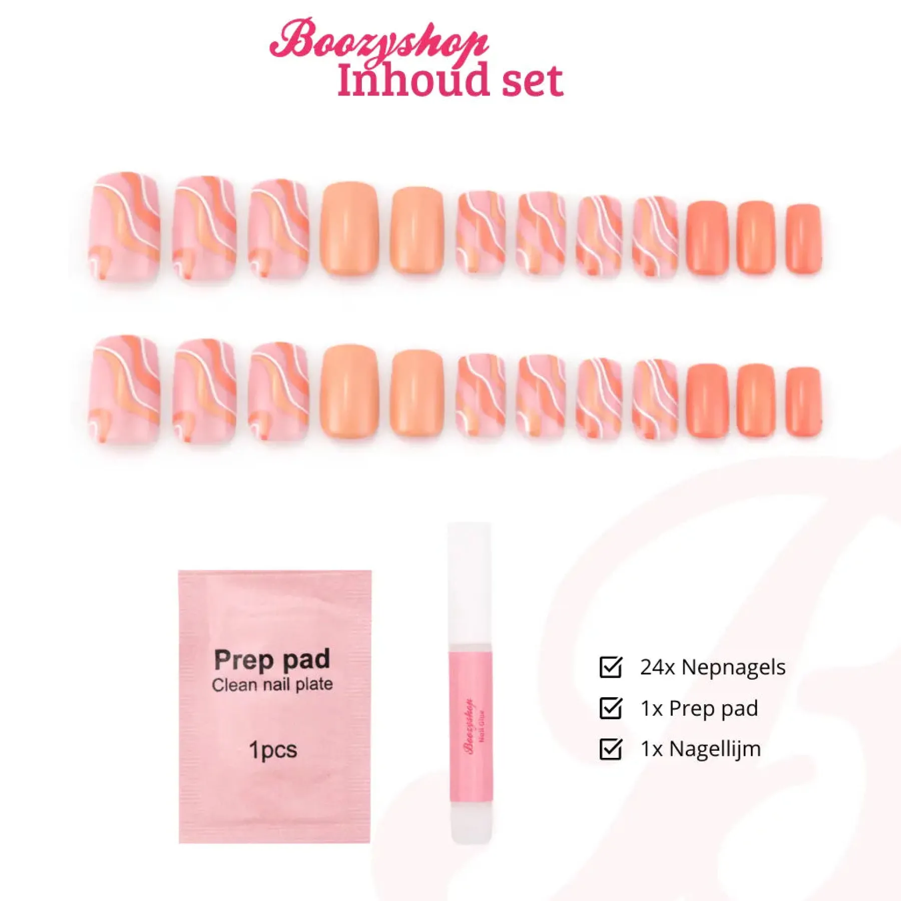 Clearance Press On French Nails Orange Waves Künstliche Nägel