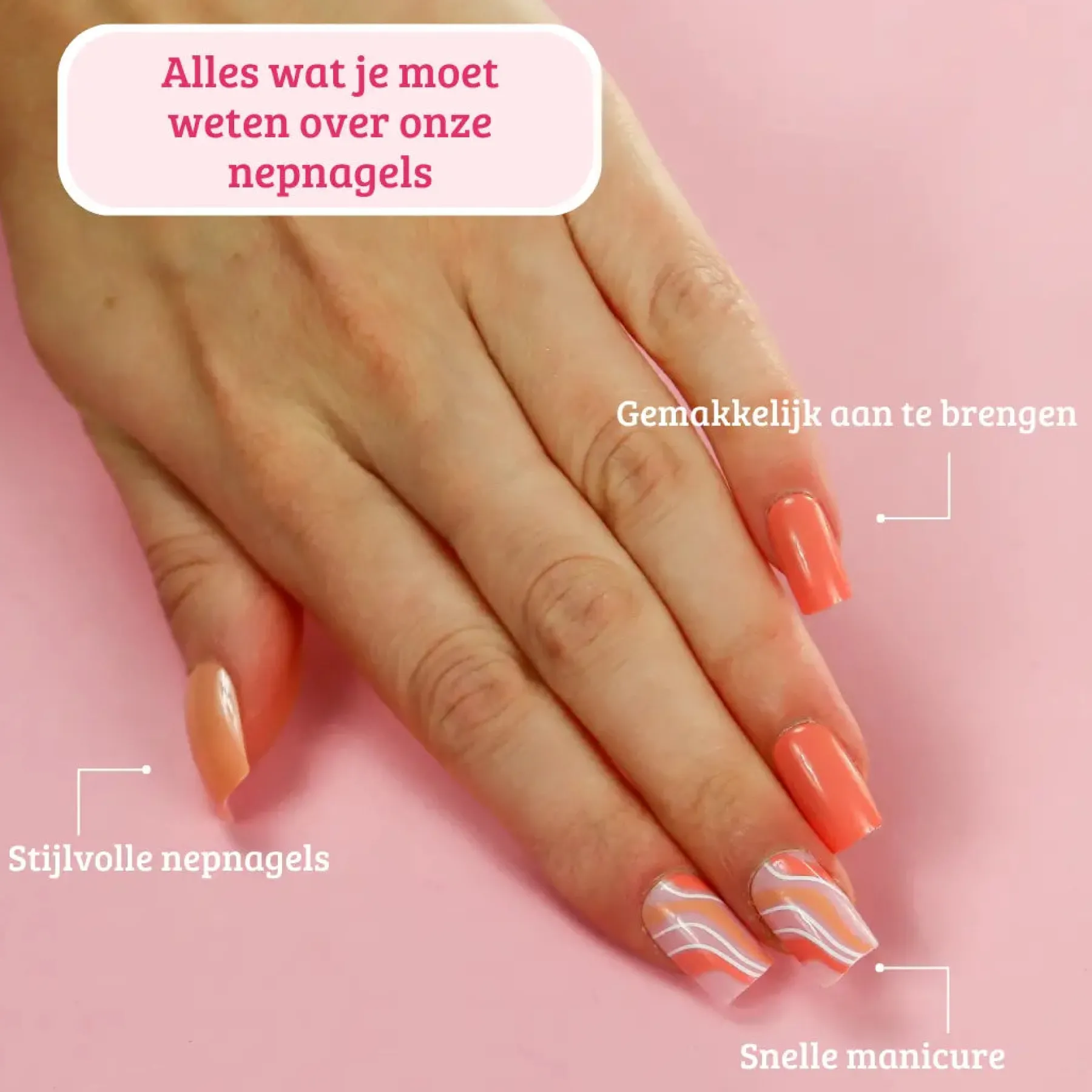 Clearance Press On French Nails Orange Waves Künstliche Nägel