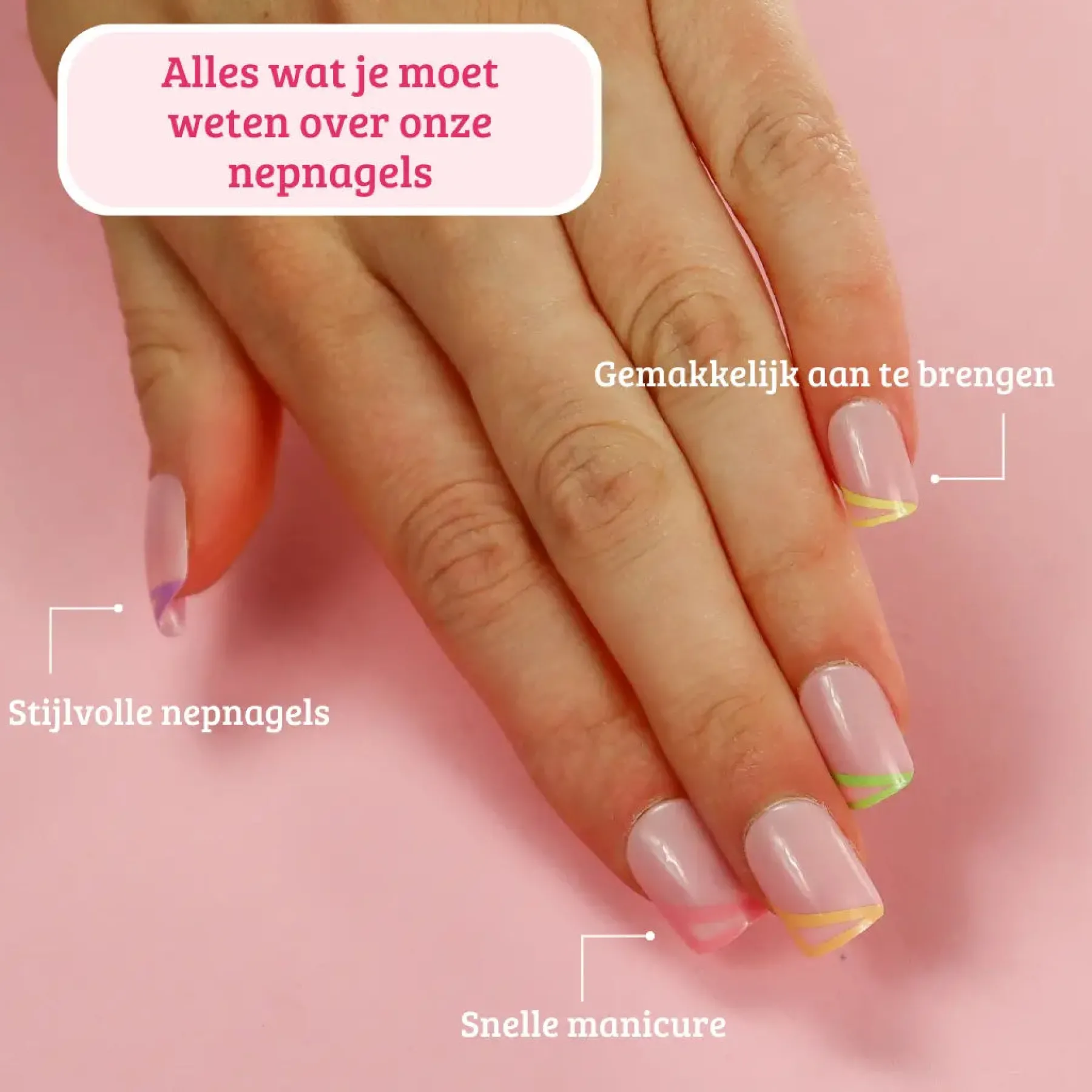 Press On French Nails Triangle Multicolor Künstliche Nägel