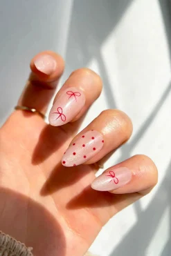 Clearance Press-On Nails Berry Bows Künstliche Nägel