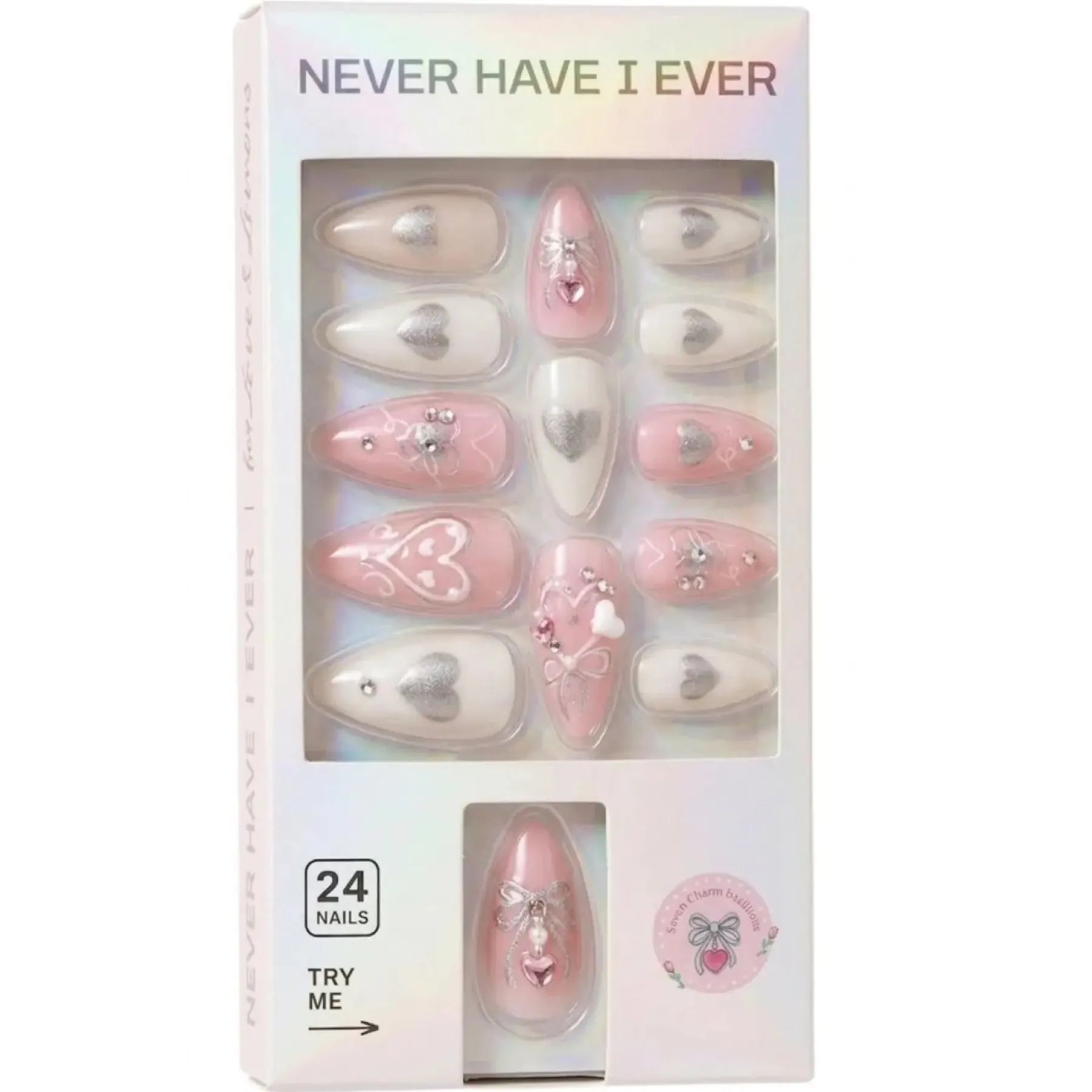 Hot Press-On Nails Hearts of Pearls Künstliche Nägel