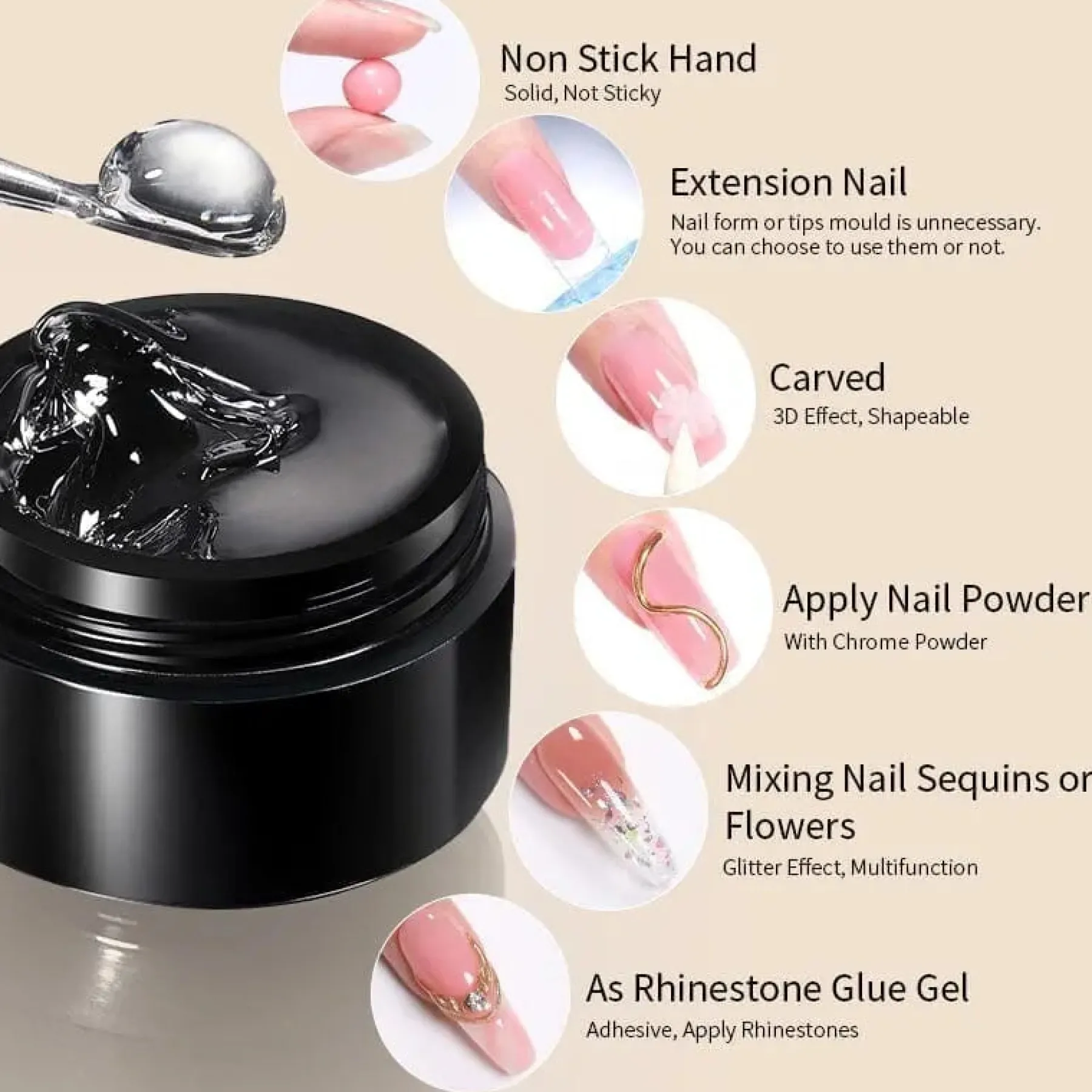 Best Pure Color & Glitter Non Stick Hand Extension Gel NEG02 4. Builder Gels|Veganer Nagellack