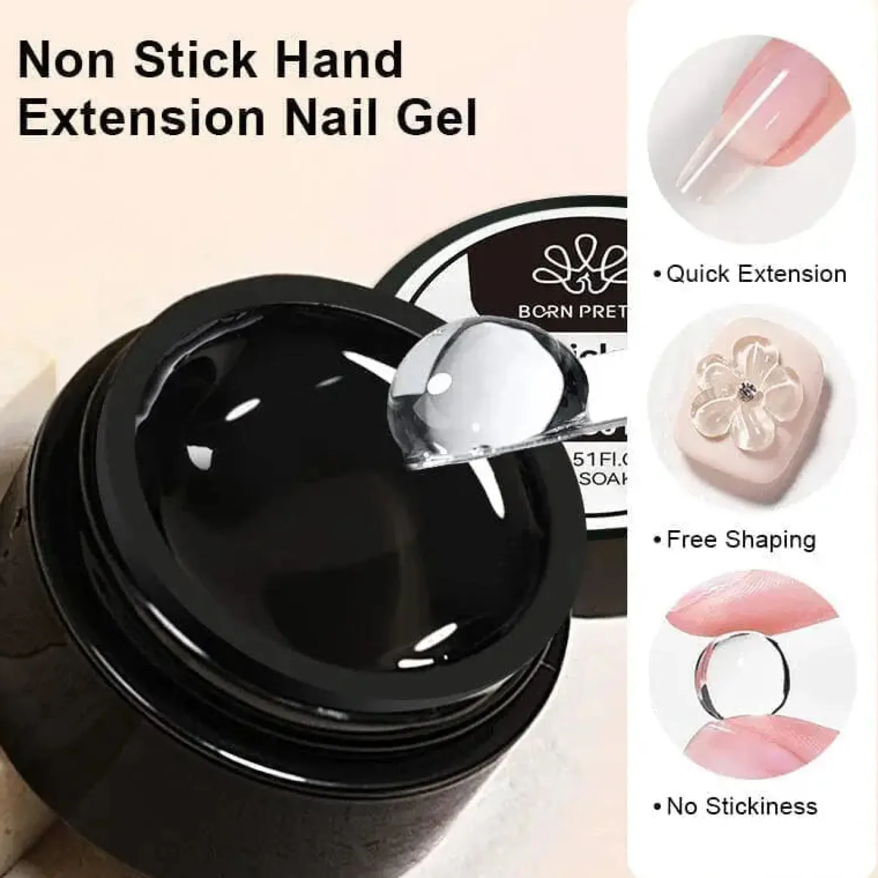 Best Pure Color & Glitter Non Stick Hand Extension Gel NEG02 4. Builder Gels|Veganer Nagellack