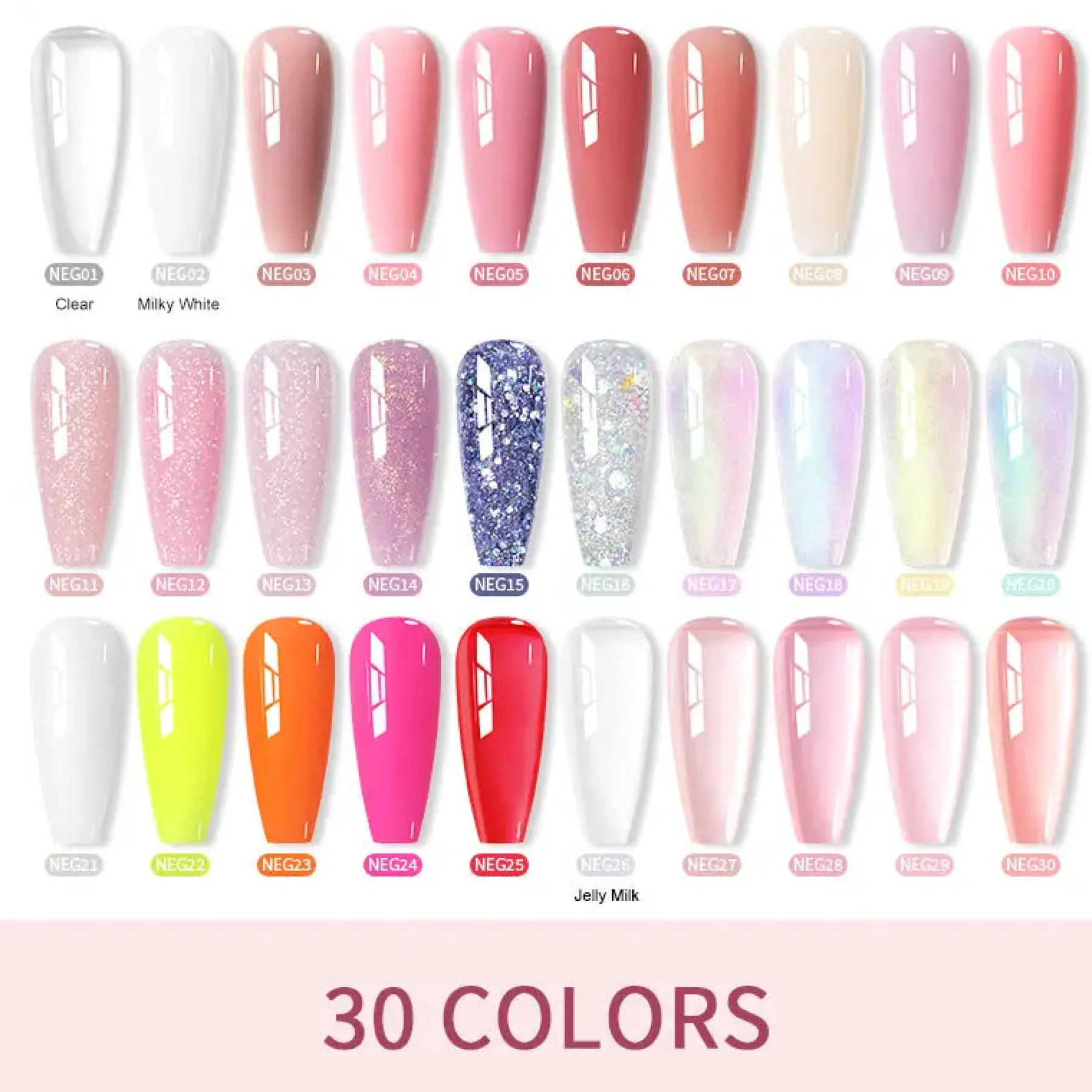 Clearance Pure Color & Glitter Non Stick Hand Extension Gel NEG01 4. Builder Gels|Veganer Nagellack