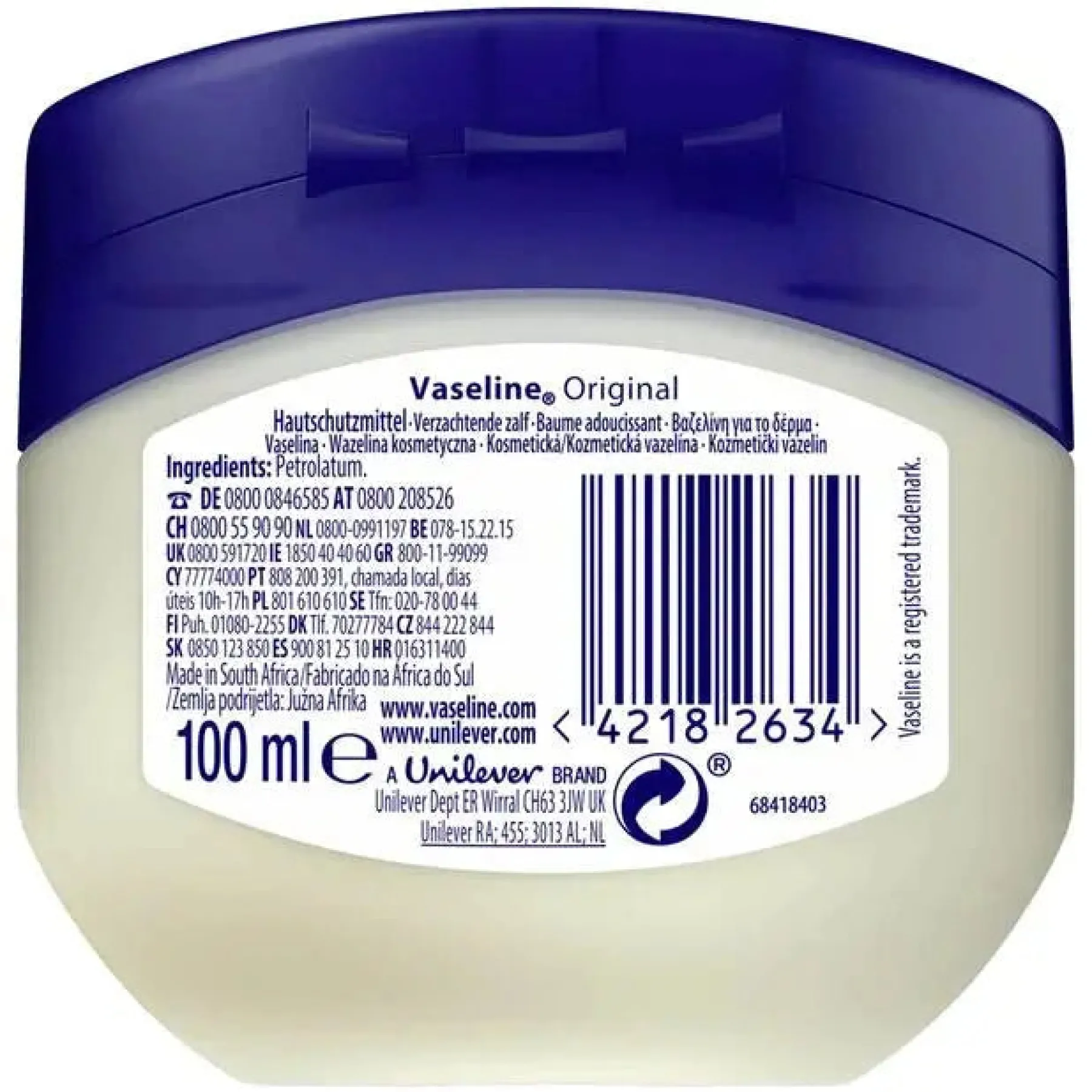 Discount Pure Petroleum Jelly Original 100 ml. Vegan Pflege|Lippenbalsam