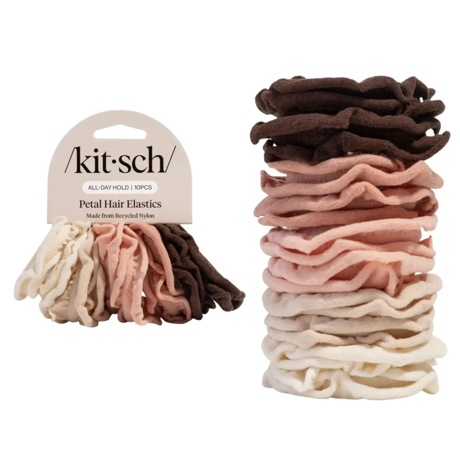 Clearance Recycled Fabric Petal Hair Elastics Set Blush Haarpflege-Routinen & Sets|Haarprobleem