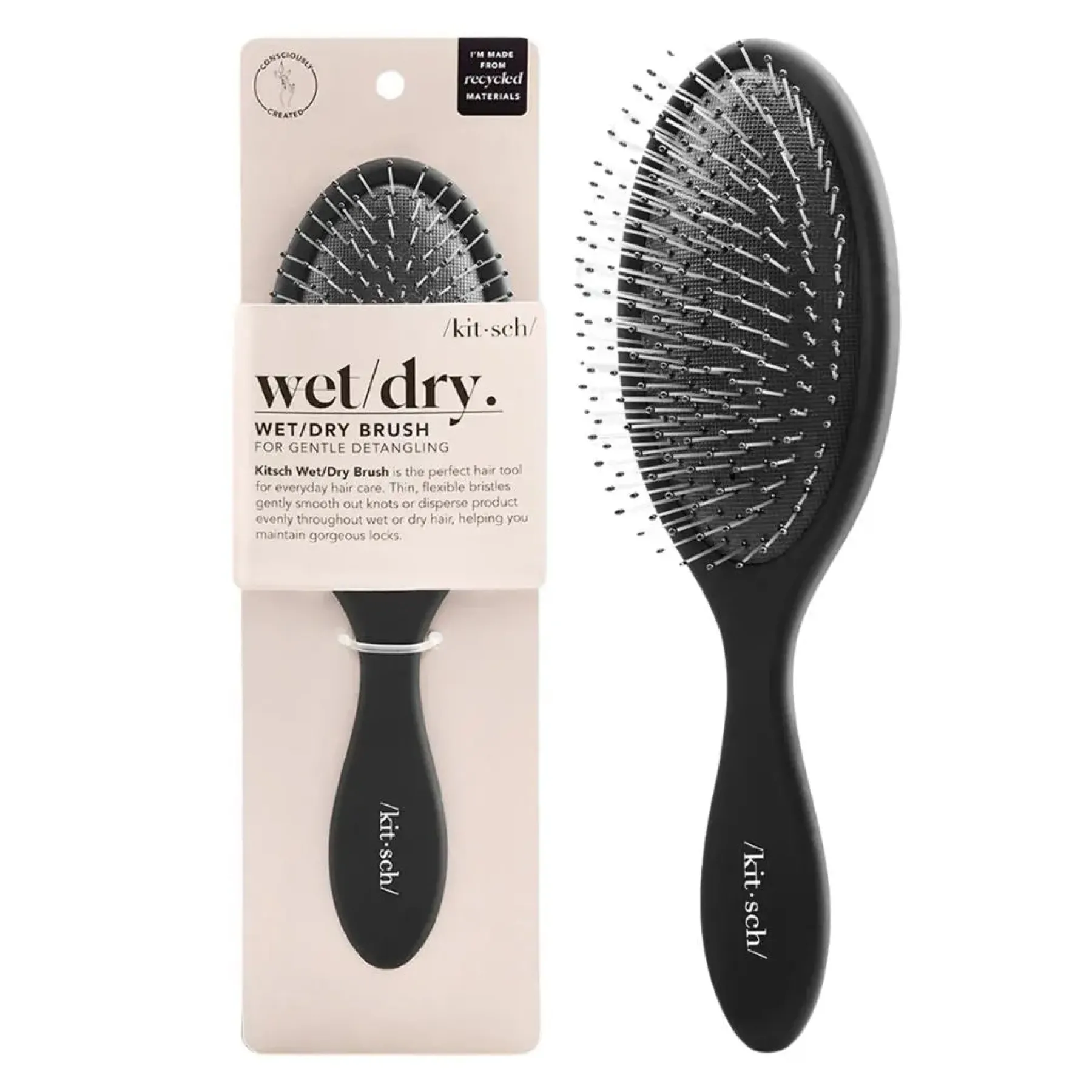 Best Recycled Plastic Wet/Dry Brush Black Haarprobleem|Vegane Haarpflege
