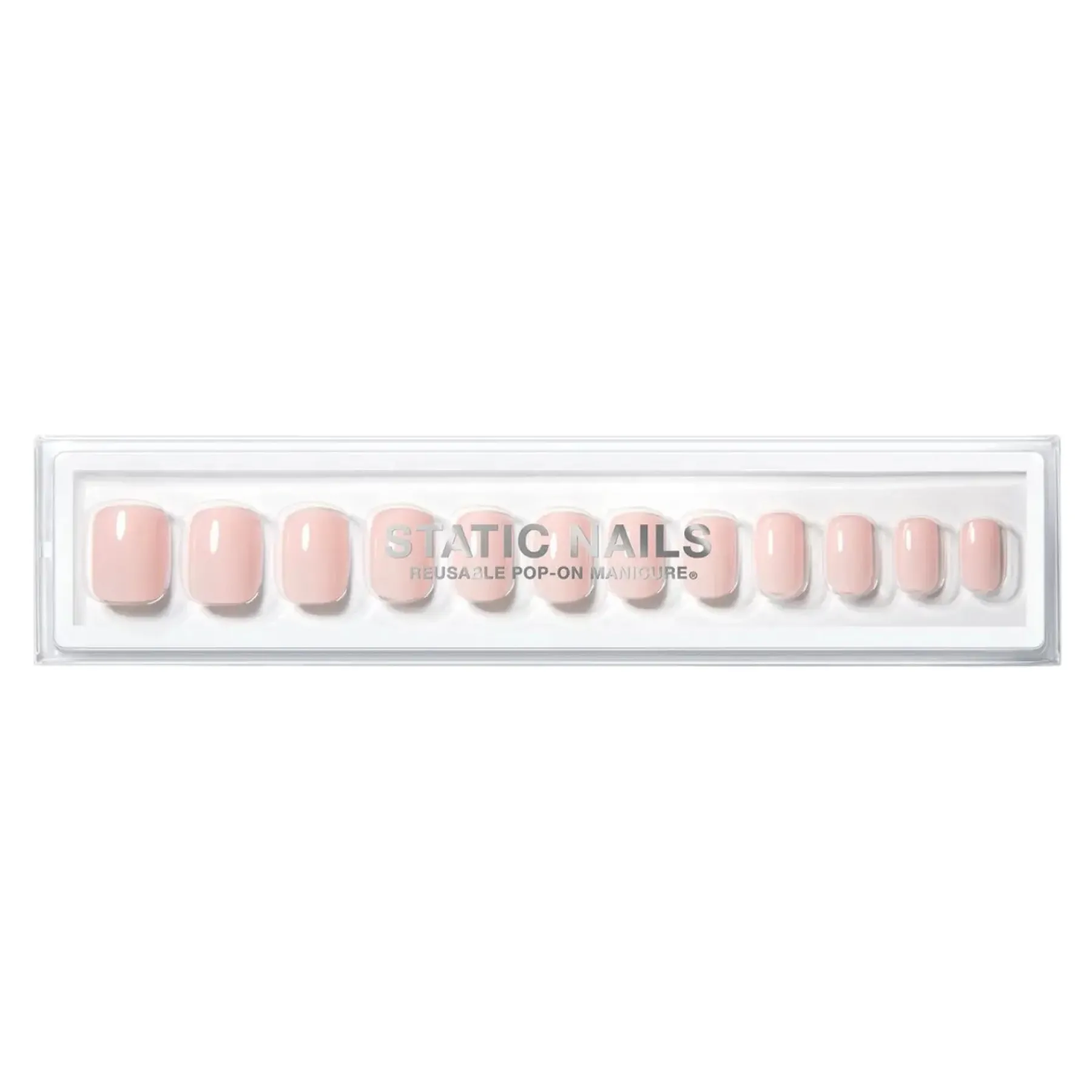 Clearance Reusable Pop-On Manicure Milky Pink Square Künstliche Nägel|Veganer Nagellack