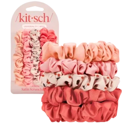 Hot Ruched Satin Scrunchies 5pc Set Assorted Cherry Blossom Haarpflege-Routinen & Sets|Haarprobleem