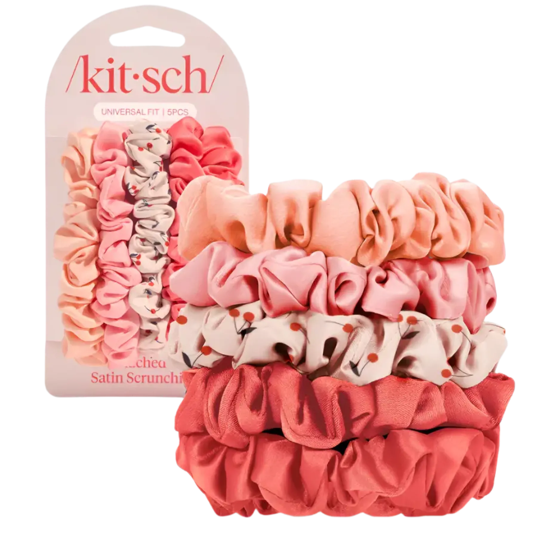 Hot Ruched Satin Scrunchies 5pc Set Assorted Cherry Blossom Haarpflege-Routinen & Sets|Haarprobleem