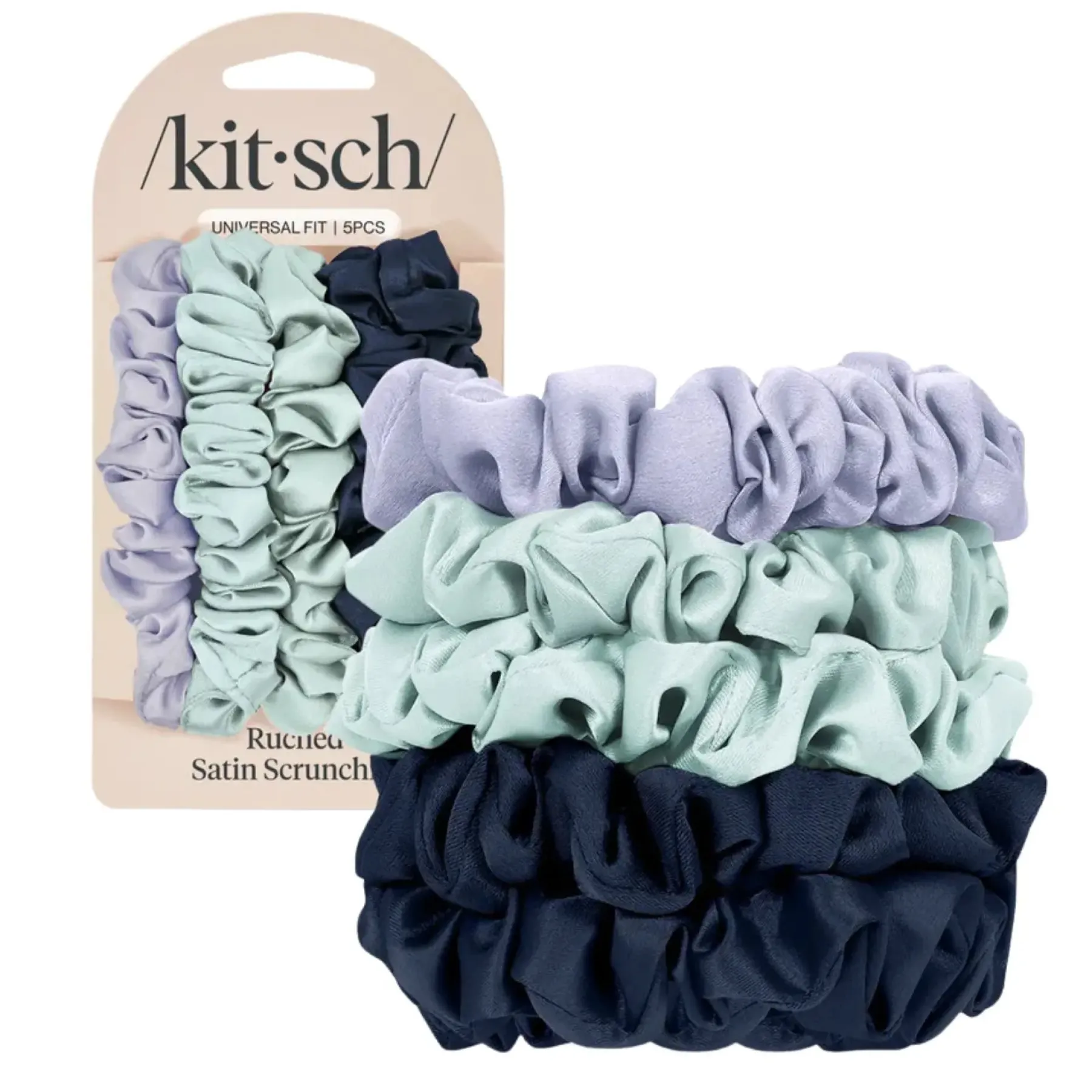 Ruched Satin Scrunchies 5pc Set Garden Bouquet Haarpflege-Routinen & Sets|Haargummis