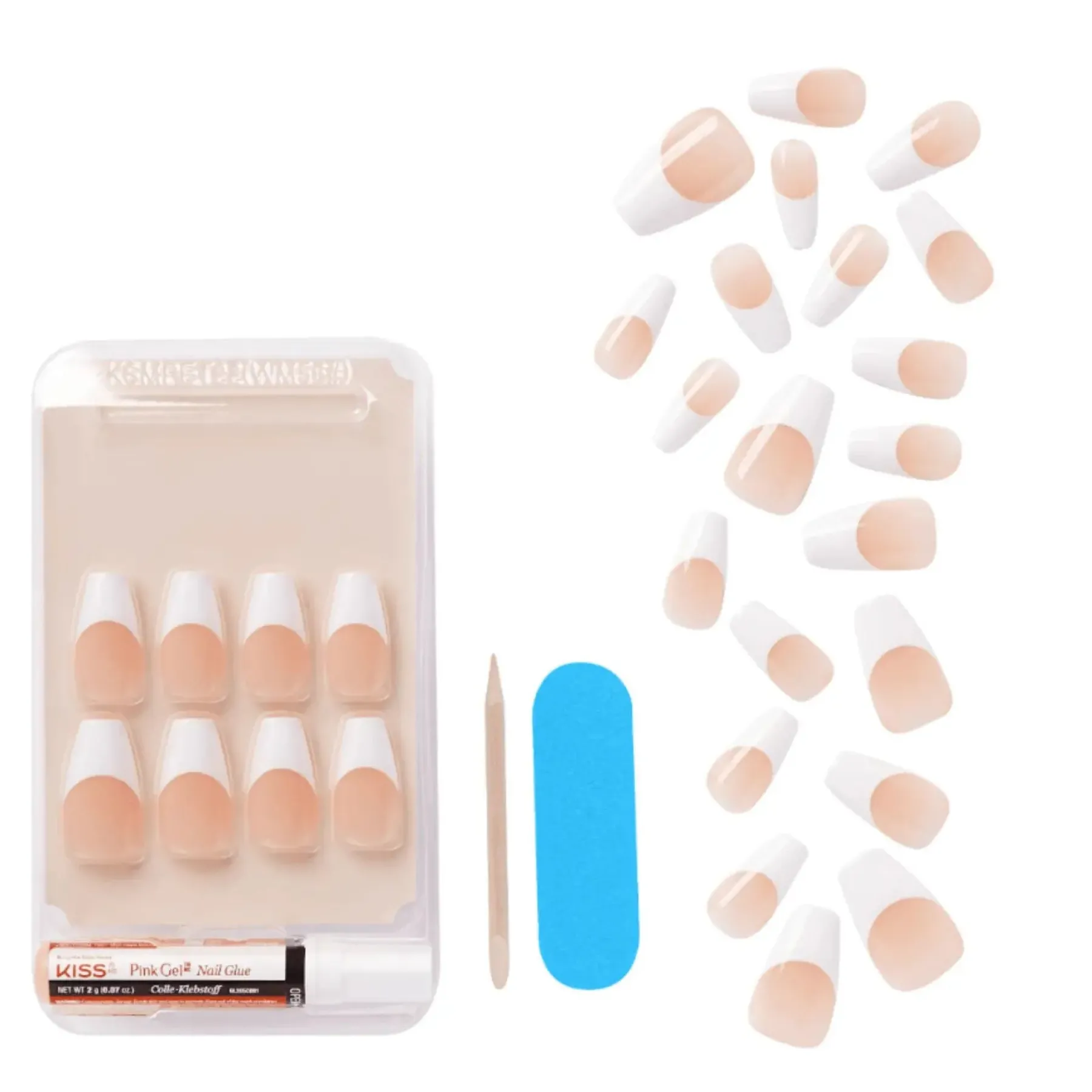Discount Salon Acrylic French Nails Kit Je T'aime Künstliche Nägel|Veganer Nagellack