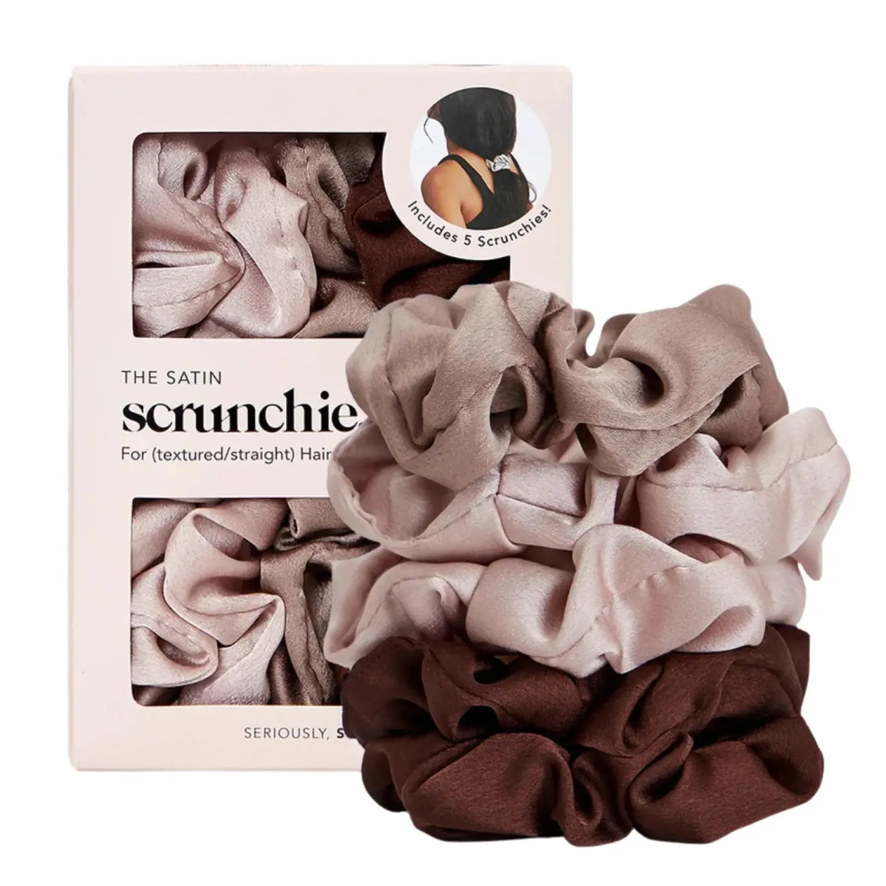 New Satin Sleep Scrunchies 5pc Set Cameo Hair Growth|Haarprobleem