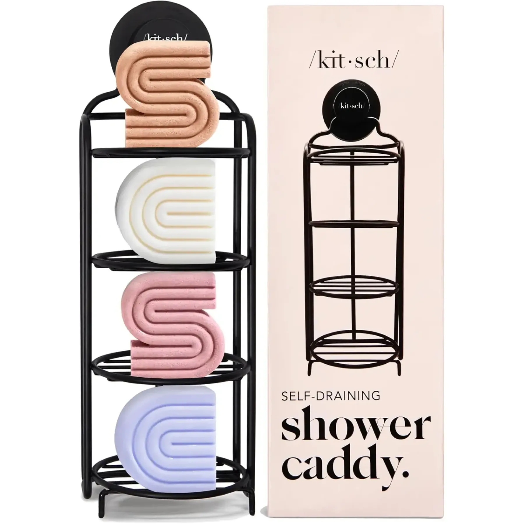 Discount Self Draining Shower Caddy Black Shampoo