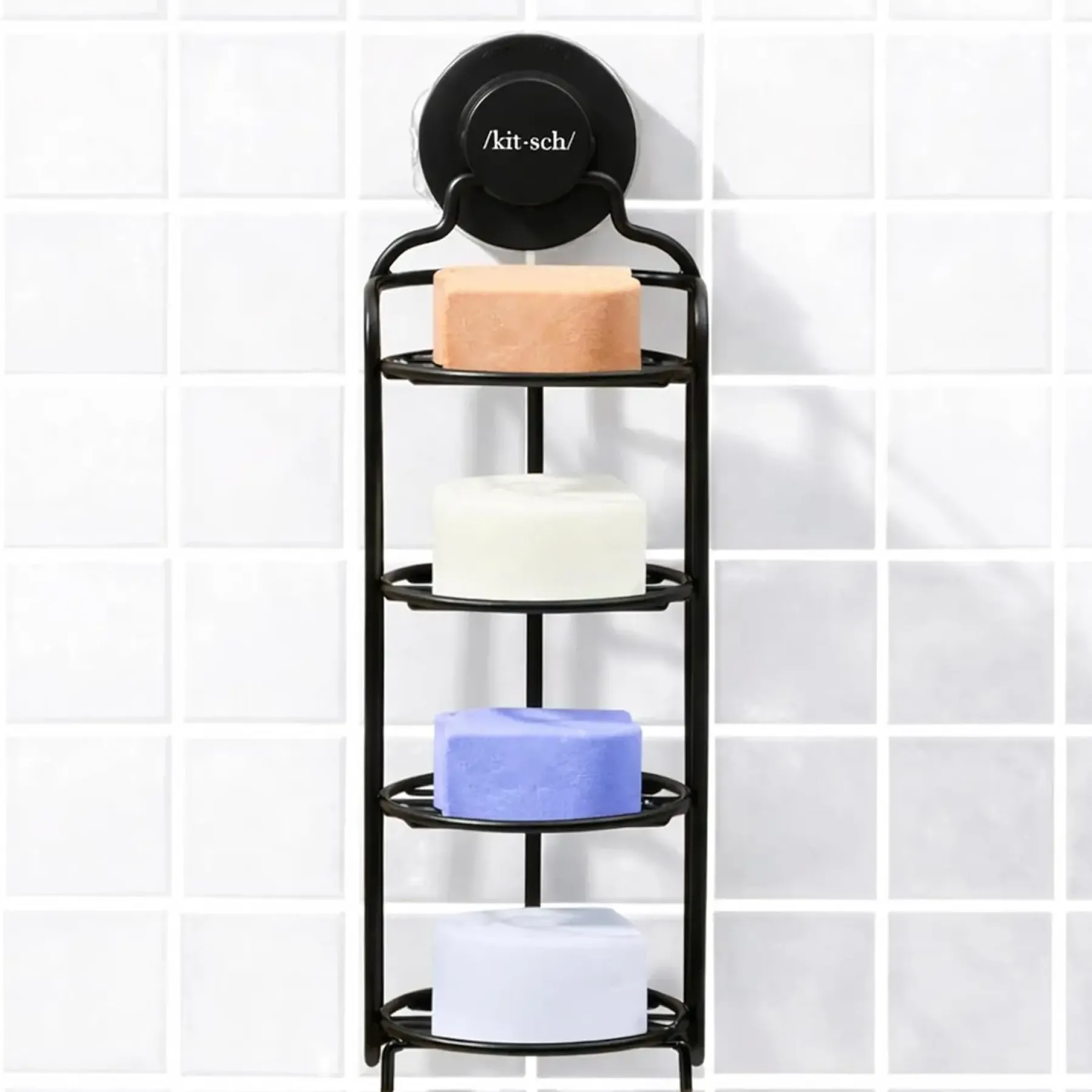 Discount Self Draining Shower Caddy Black Shampoo