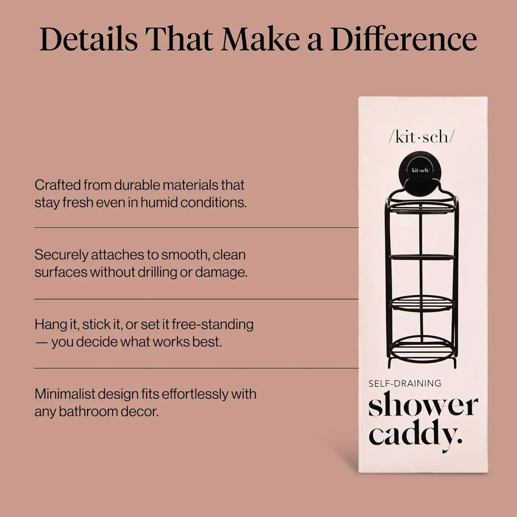 Discount Self Draining Shower Caddy Black Shampoo