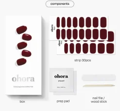 Hot Semi Cured Gel Nail Strips N Classic Burgundy 3. Nail Wraps|Korean Nails