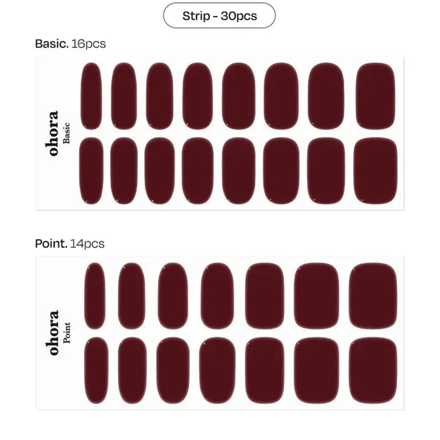 Hot Semi Cured Gel Nail Strips N Classic Burgundy 3. Nail Wraps|Korean Nails