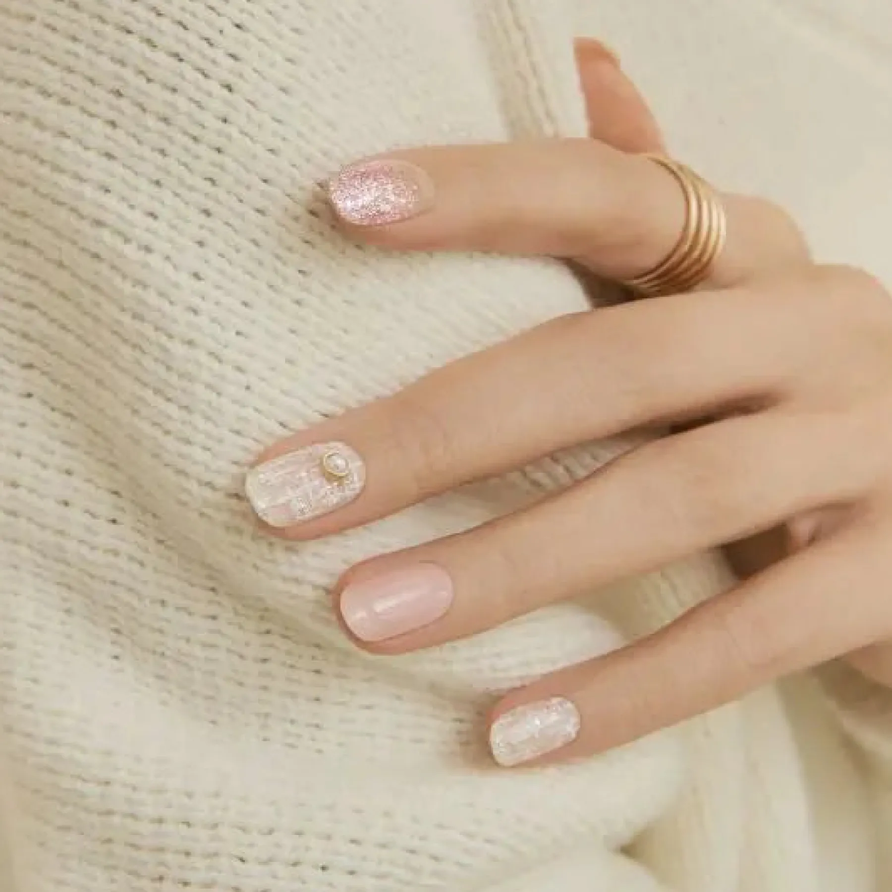 New Semi Cured Gel Nail Strips N Perle De Coco 3. Nail Wraps|Korean Nails