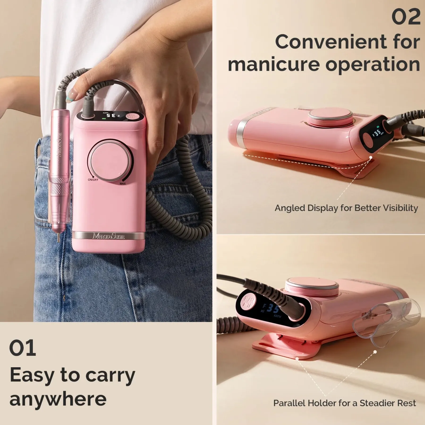 New SM320G Nail Drill Pink 1. Nagels Voorbereiden|1. Nagels Voorbereiden