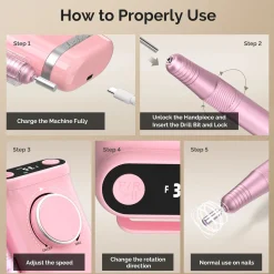 New SM320G Nail Drill Pink 1. Nagels Voorbereiden|1. Nagels Voorbereiden